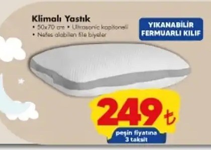 Klimatlı Yastık 50X70 Cm Ultrasonic Kapitoneli Nafes Alabilen File Biyeler