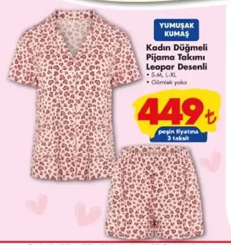Kadın Düğmeli Pijama Takımı Leopard Desenli