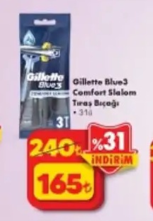 Gillette Blue3 Comfort Slalom Tıraş Bıçağı 3'Lü