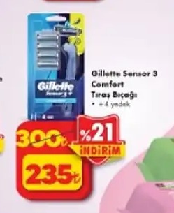 Gillette Sensor 3 Comfort Tıraş Bıçağı 4 Yedek