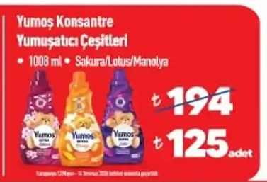 Yumos Konsantre Yumuşatıcı Çeşitleri 1008Ml