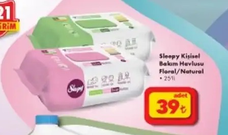 Sleepy Kişisel Bakım Havlusu Floral/Natural 25Li