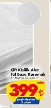 Çift Kişilik Alez Tül Baza Korumalı 160X200 Cm +30 Cm