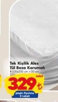 Tek Kişilik Alez Tül Baza Korumalı 100X200 Cm +30 Cm