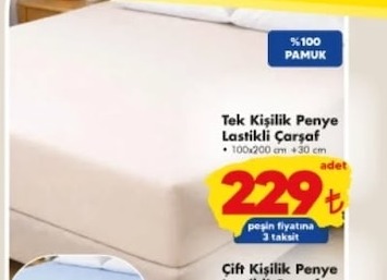 Tek Kişilik Penye Lastikli Çarşaf 100X200 Cm +30 Cm