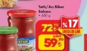 Tadya Tatlı/Acı Biber Salçası 660 Gr