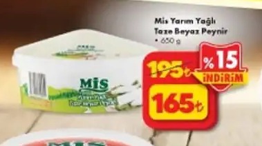 Mis Yarim Yağli Taze Beyaz Peynir 650G