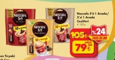 Nescafe 3'Ü 1 Arada/ 2'Si 1 Arada Çeşitleri 10'Lu