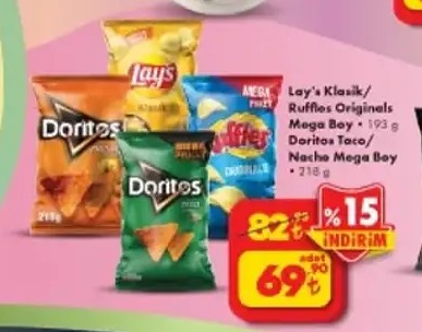 Lay'S Klasik/Ruffles Originals Mega Boy 193G/Doritos Taco Nacho Mega Boy 218G