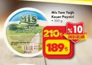 Mis Tam Yağlı Kaşar Peyniri 500 G