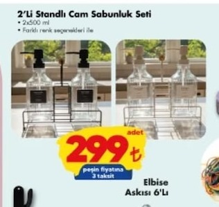2'Li Standlı Cam Sabunluk Seti 2X500 Ml