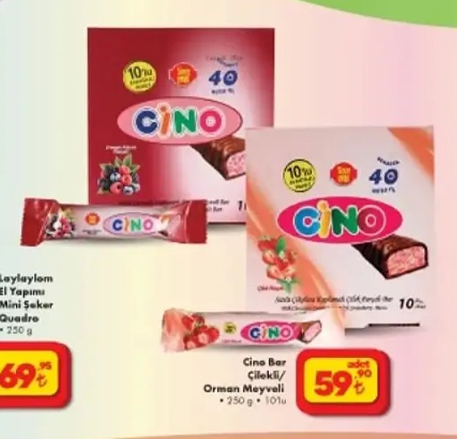 Cino Bar Çilekli/Orman Meyveli 250G 10Lu