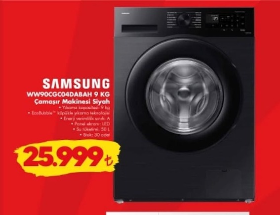 Samsung Ww90Cgc04Dabah 9 Kg Çamaşır Makinesi