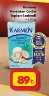 Karmen Hindistan Cevizi Topları Bademli 150G