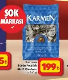 Karmen Bütün Fındıklı Sütlü Çikolata 360G