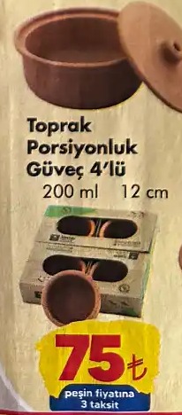 Toprak Porsiyonluk Güveç 4'Lü 200 Ml 12 Cm