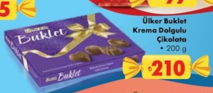 Ülker Buklet Krema Dolgulu Çikolata 200 G