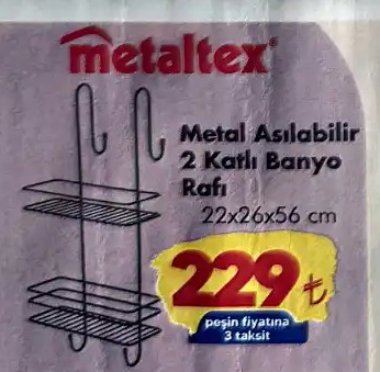 Metal Asılabilir 2 Katlı Banyo Rafı
