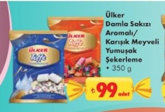 Ülker Damla Sakızı Aromalı/Karışık Meyveli Yumuşak Şekerleme 350G