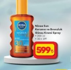 Nivea Sun Koruma Ve Bronzluk Güneş Kremi Sprey 200Ml 30+ Spf