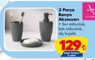 3 Parça Banyo Aksesuarı 1 Set