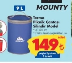 Mounty Termo Piknik Çantası Silindir Model 9 L