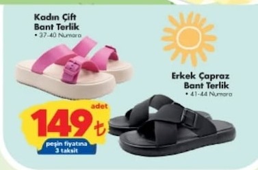 Kadın Çift Bant Terlik 37-40 Numara