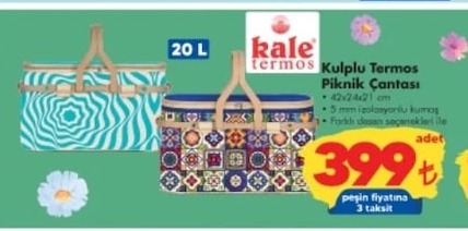 Kale Kulplu Termos Piknik Cantasi 20 L