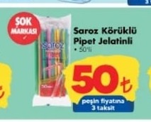 Saroz Körükli Pipet Jelatinli 50'Li