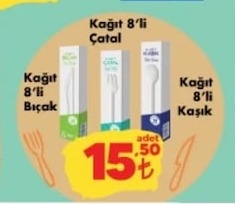 Kağıt 8'Li Çatal Bıçak Kaşık Seti