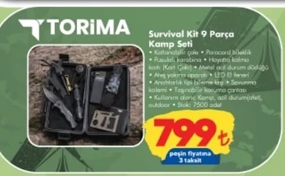 Torima Survival Kit 9 Parça Kamp Seti