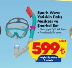 Spark Wave Yetişkin Dalış Maskesi Ve Şnorkel Set