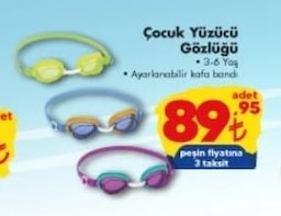 Çocuk Yüzücü Gözlüğü 3-6 Yaş Ayarlanabilir Kafa Bandı