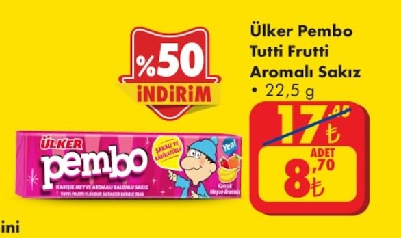 Ülker Pembo Tutti Frutti Aromalı Sakız 22.5G