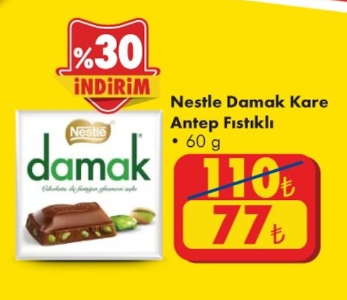 Nestle Damak Kare Antep Fıstıklı 60G