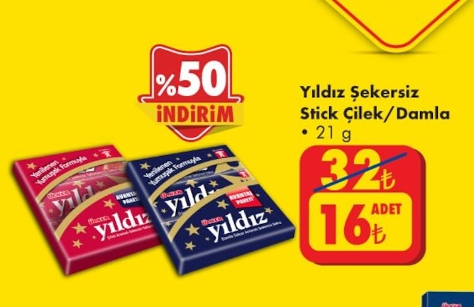 Yıldız Şekersiz Stick Çilek/Damla 21 G