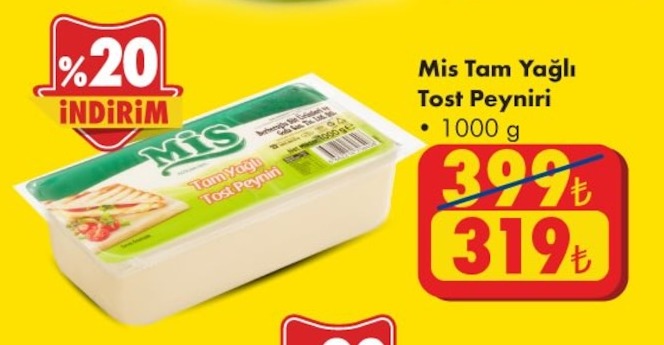 Mis Tam Yağlı Tost Peyniri 1000G