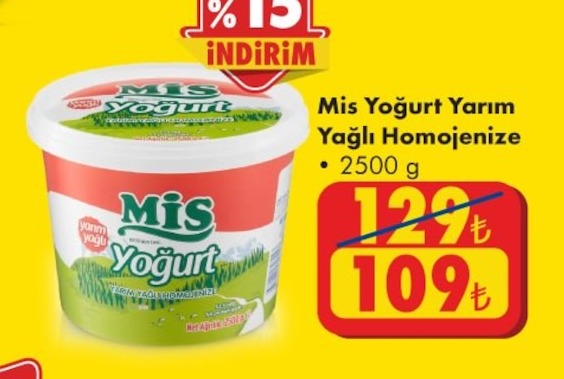 Mis Yoğurt Yarım Yağlı Homojenize 2500G
