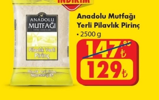 Anadolu Mutfağı Yerli Pilavlık Pirinç 2500G