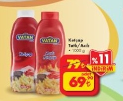 Vatan Ketçap Tatlı/Acılı 1000 G