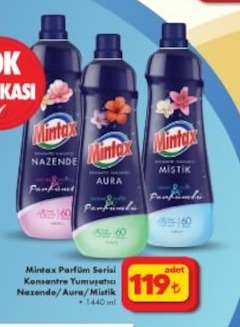 Mintax Parfüm Serisi Konsantre Yumuşatıcı Nazende/Aura/Mistik 1440 Ml