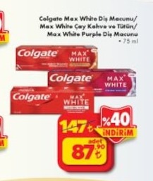 Colgate Max White Diş Macunu Max White Çay Kahve Ve Tütün/Max White Purple Diş Macunu 75 Ml