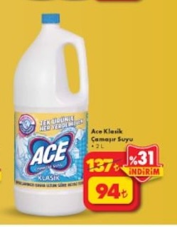 Ace Klasik Çamaşır Suyu 2 L