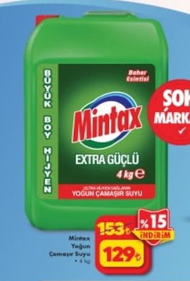 Mintax Extra Güçlü Yoğun Çamaşır Suyu 4 Kg