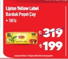 Lipton Yellow Label Bardak Poşet Çay 100'Lü