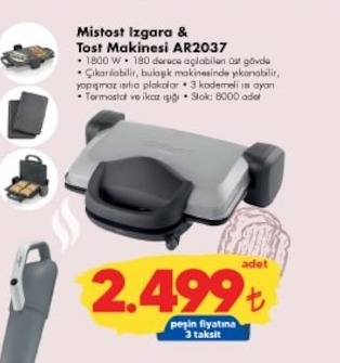 Mistost Izgara & Toast Makinesi Ar2037
