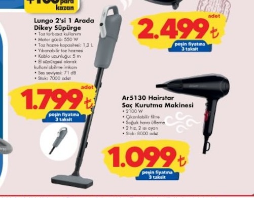 Lungo 2'Si 1 Arada Dikey Süpürge