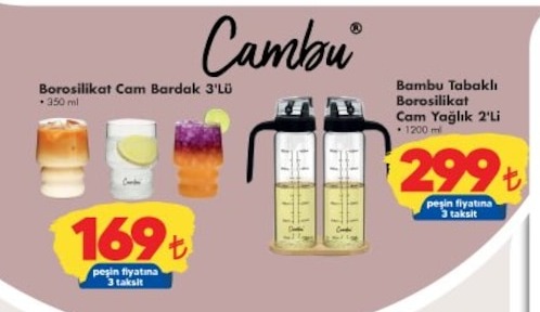 Borosilikat Cam Bardak 3'Lü • 350 Ml