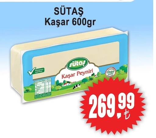 Sütaş Kaşar Peyniri 600Gr