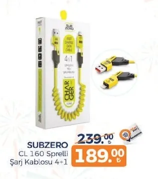 Subzero Cl 160 Sprelli Şarj Kablosu 4+1